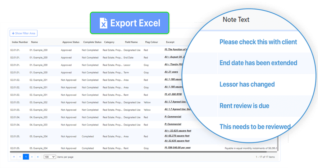 Smart Summary notes and flags report