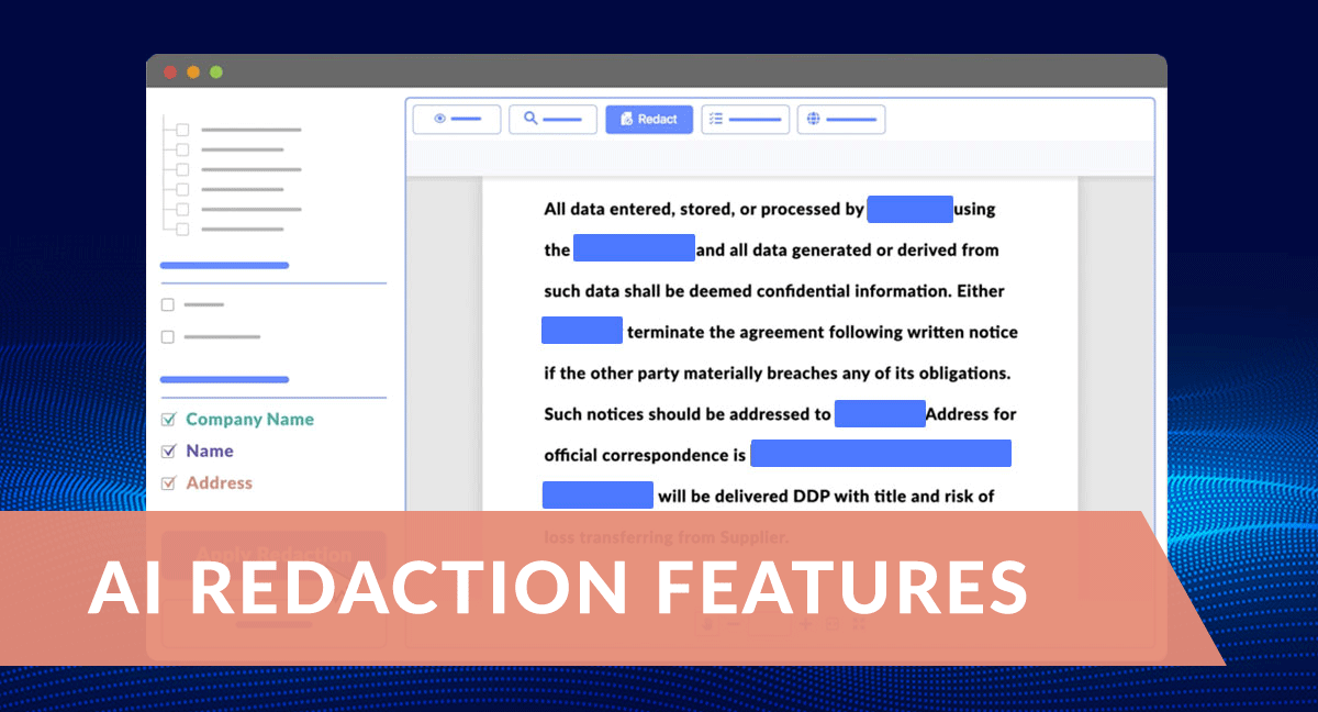 Redaction features header